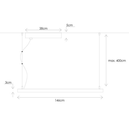 Lineaarinen lamppu - riipus - VIENA MUSTA - 0,5 m - 1 m - 1,5 m - 2 m - IP20