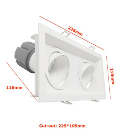 Downlight LED 30W -  Orientabile - BIANCO Doppio - CRI+92 - UGR13