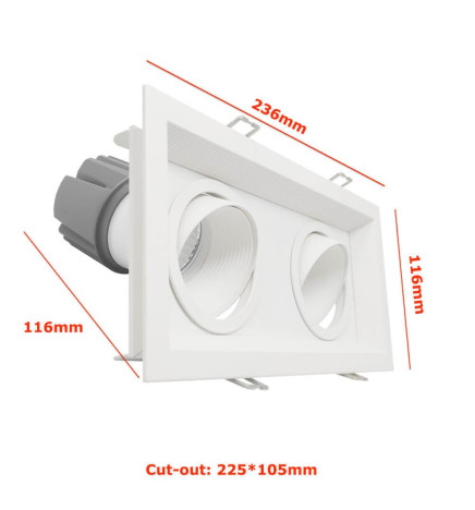 Downlight LED 30W - Ajustável - BRANCO Dobro - CRI+92 - UGR13