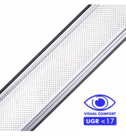 Aluminiumsprofil - Sort - POTSDAM - UGR 17 Micro Prism Diffuser -2 Meter -Overflademonteret loftslampe + pendel