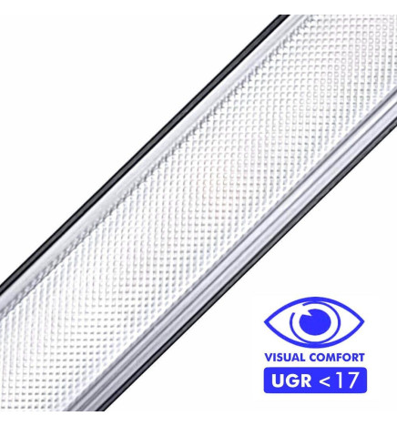 Perfil Aluminio - Negro - POSTDAM - Difusor Micro Prisma UGR17 -2 Metros - Regleta + Colgante