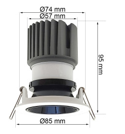 LED Downlight -15W - Justerbar - VIT - SVART -CRI+92 - UGR13