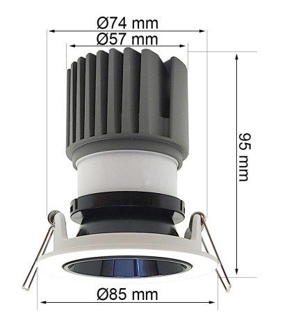 LED Downlight-15W - Justerbar - HVIT - SVART - CRI+92 - UGR13