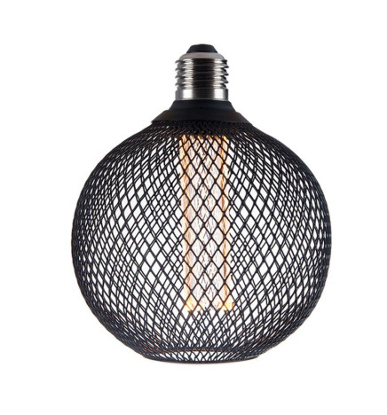 LED-lampa - Modern svart metall - 4W - E27 - G125 - Dimbar