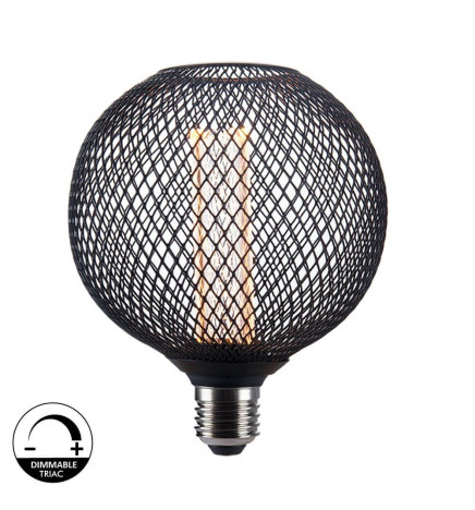 Lampadina LED - Metallo Moderno Nero - 4W - E27 - G125 - Dimmerabile
