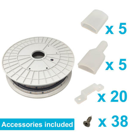 LED-Nauha 220V | 120xLED/m | 20m | SMD2835 | 1450Lm/M | 14W/M | IP67 | Corte cada 10cm