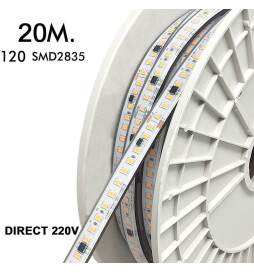 LED Strip 220V | 120xLED/m | 20m | SMD2835 | 1450Lm/M | 14W/M | IP67 | Corte cada 10cm