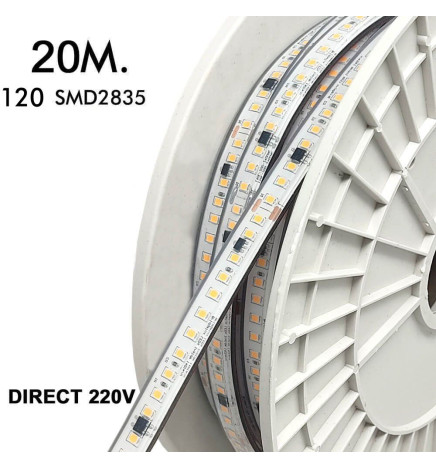 LED-Stripe 220V | 120xLED/m | 20m | SMD2835 | 1450Lm/M | 14W/M | IP67 | Corte cada 10cm
