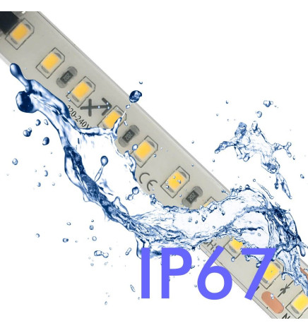Fita LED 220V | 120xLED/m | 20m | SMD2835 | 1450Lm/M | 14W/M | IP67 | Corte cada 10cm