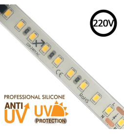 Fita LED 220V | 120xLED/m | 20m | SMD2835 | 1450Lm/M | 14W/M | IP67 | Corte cada 10cm