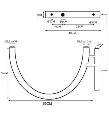 Support incurvé de Lampadaire - pour Colonne et Mur -  Acier Galvanisé - 1m.