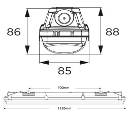 Vandtæt integreret LED-armatur - 35W-30W-25W-20W -  OSRAM Driver - 120cm