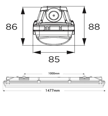 LED-valoputki integroitu -  44W-38W-32W-25W -  OSRAM Driver - 150cm