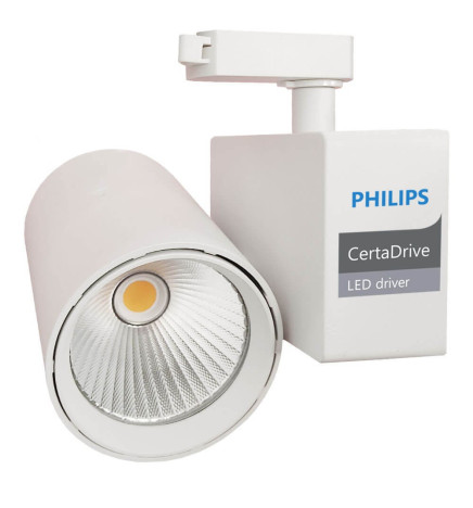 LED Strahler 40W MADRID  Weiß BRIDGELUX Chip 1-Phasen Schienensystem CRI+98