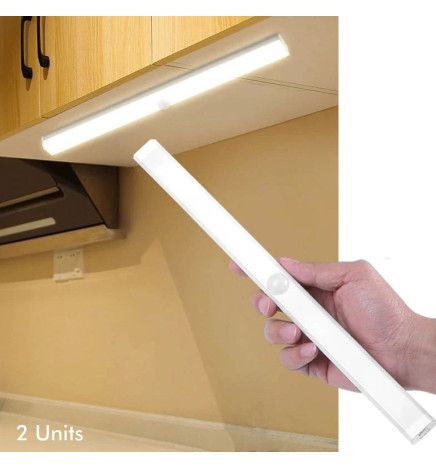 Pack 2 - Lampe de placard LED magnétique - Détecteur de mouvement - Batterie au lithium - Rechargeable par USB