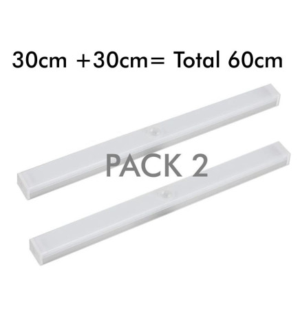Pack 2 - Lâmpada LED Magnética para Armário - Sensor de Movimento - Bateria de Lítio - Recarregável por USB