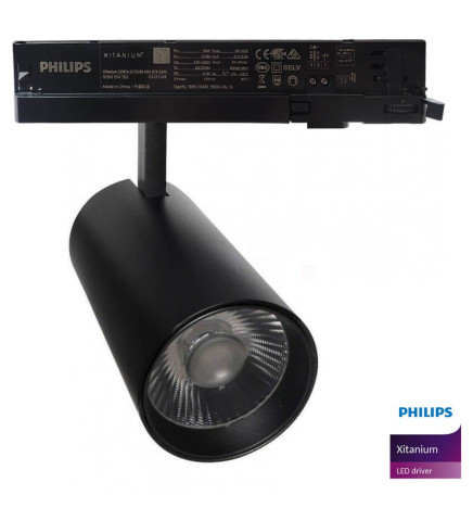 MAYA 3-fase DRIVER PHILIPS LED skinnespot 40W - 34W - Svart - CRI+92 - UGR13 - HIGH LUMEN 140Lm/W