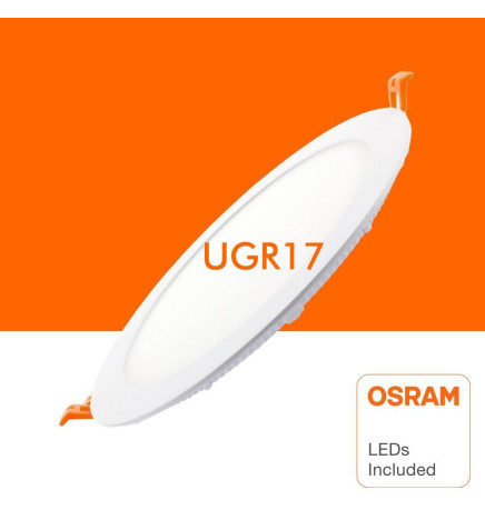 Painel Slim LED Circular 24W - UGR17 - OSRAM CHIP DURIS E 2835
