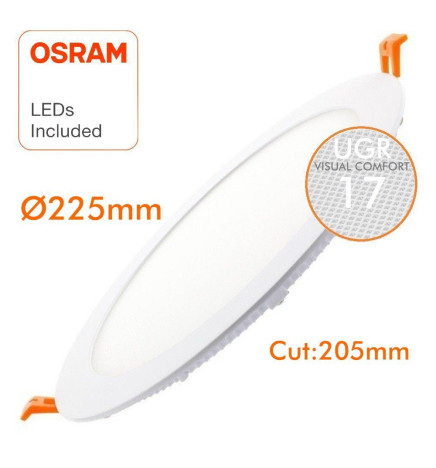 LED Downlight Slim Cirkulær 24W - UGR17 - OSRAM CHIP DURIS E 2835