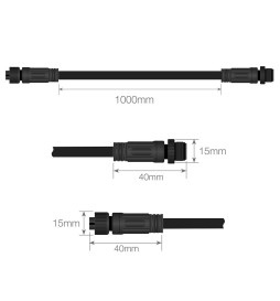 Cabo conector Estanque 12V-24V - IP68 - M8 - Macho - Fêmea