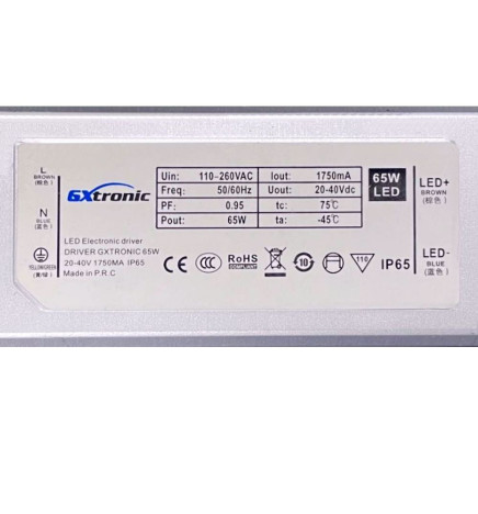 Driver pour Luminaires 65W - 1750mA  - IP65