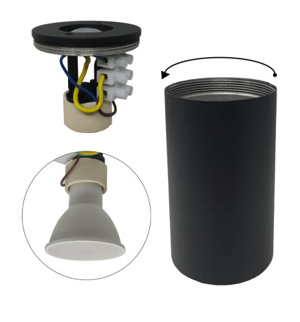 Plafonnier Noir Aluminium - GU10 LED - IP65