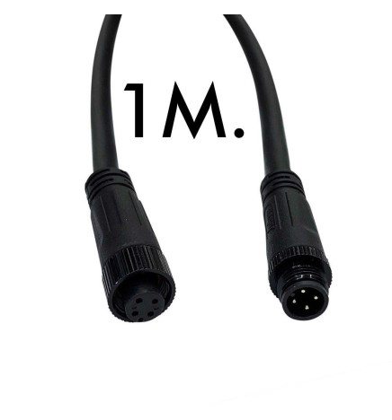 Vanntett kontaktkabel 12V-24V - IP68 - M8 - Han - Hun