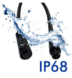 Cabo conector Estanque 12V-24V - IP68 - M8 - Macho - Fêmea