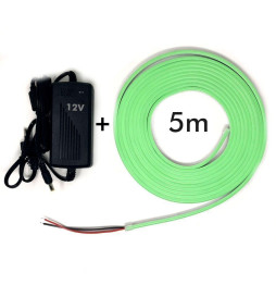 Pack Grön 6000K Neon LED 6mm 12V + Strömförsörjning