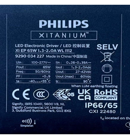 Modulo Ottico LED - 65W - Philips XITANIUM Essential - Xi EPProgrammabile - ALTA LUMINOSITÀ 180Lm/W
