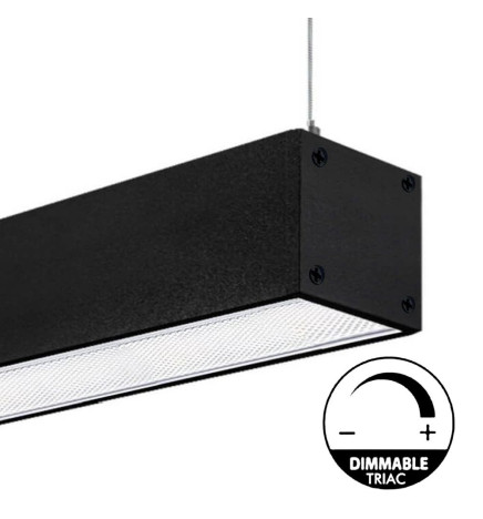 LED 56W Linear - 2 Meter - Schwarz - Lichtleiste + POSTDAM Hängelampe - UGR17