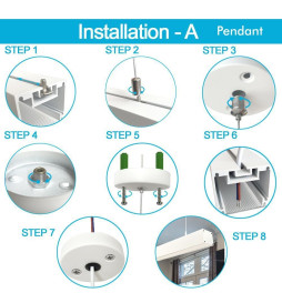 LED 56W Lineær - 2 meter - Svart - Strimmellys + POSTDAM Hengelampe - UGR17