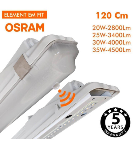 LED Feuchtraumleuchte  Integrierten -PIR-BEWEGUNGSMELDER  - 35W-30W-25W-20W -  OSRAM Driver - 120cm