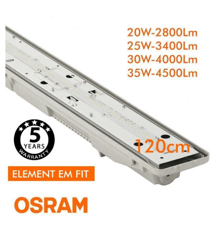 Réglette Étanche LED Intégré - CAPTEUR DE MOUVEMENT PIR - 35W-30W-25W-20W -  OSRAM Driver - 120cm