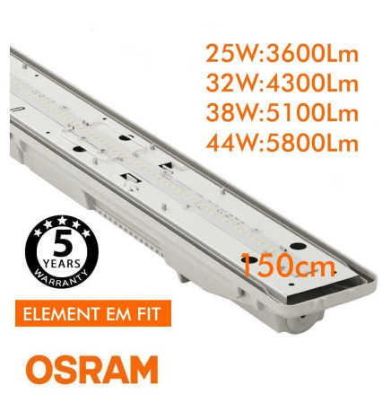 LED Feuchtraumleuchte  Integrierten  -PIR-BEWEGUNGSMELDER -  44W-38W-32W-25W -  OSRAM Driver - 150cm