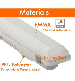 Vandtæt integreret LED-armatur - PIR BEVÆGELSESSENSOR - 44W-38W-32W-25W -  OSRAM Driver - 150cm
