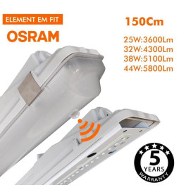LED Feuchtraumleuchte  Integrierten  -PIR-BEWEGUNGSMELDER -  44W-38W-32W-25W -  OSRAM Driver - 150cm