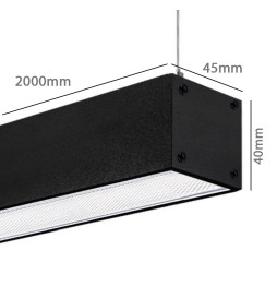 Aluminiumsprofil - Sort- POTSDAM - UGR 17 Micro Prism Diffuser -2 Meter - Utenpåliggende taklampe + pendel