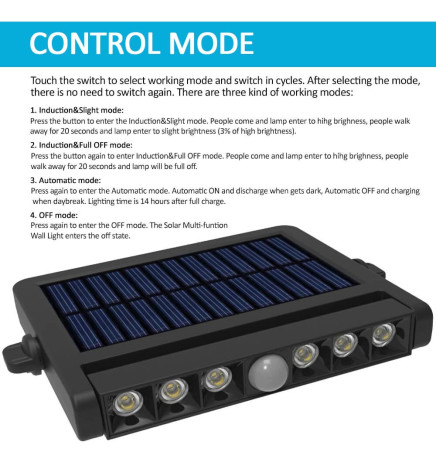 Faretto solare a LED orientabile - 5W - Sensore di movimento - 4000K