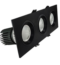LED-Alasvalo 45W  - Säädettävä - MUSTA - Kolminkertainen - CRI+92 - UGR13