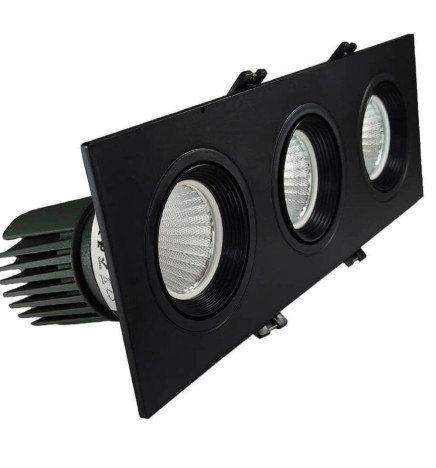 LED-Alasvalo 45W  - Säädettävä - MUSTA - Kolminkertainen - CRI+92 - UGR13