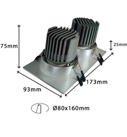 LED Downlight - 30W - Justerbar -  HVID Dobbelt - CRI+92 - UGR13