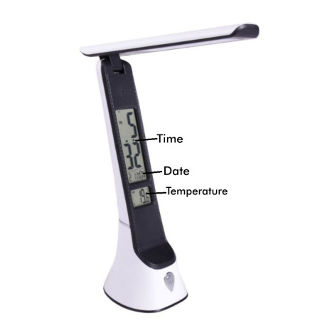 Lampada da tavolo con batteria LED 5W - Regolabile - Orientabile - Data - Temperatura - CCT