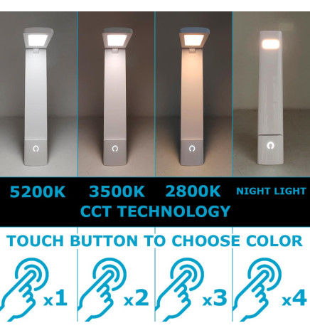 LED bordlampe - 9W - ALESUND - Hvit fleksibel - CCT