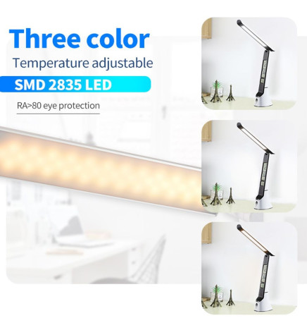 Bordlampa med LED-batteri 5W - Dimbar - Justerbar - Datum - Temperatur - CCT