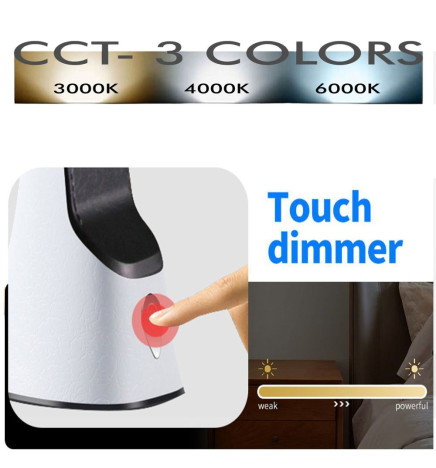 Bordlampe med LED-batteri 5W - Dimbar - Justerbar - Dato - Temperatur - CCT