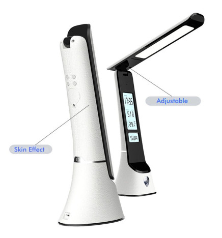 Bordlampe med LED-batteri 5W - Dimbar - Justerbar - Dato - Temperatur - CCT