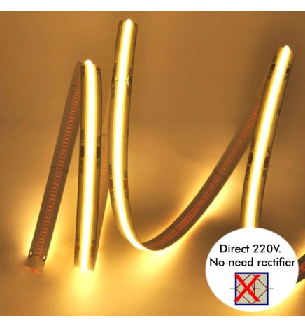 Striscia LED COB 220V | TAGLIO PERSONALIZZATO | 840 LED/m | 50m | FLIP CHIP | 1500Lm | 16W/M | CRI90 | IP67| Taglia 10 cm