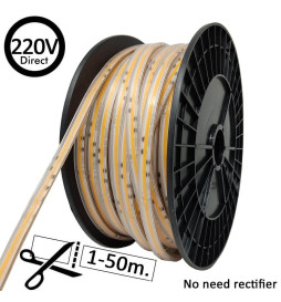 LED-strip COB 220V | CUT TO MÄTNING | 840 LED/m | 50m | FLIP CHIP | 1500Lm | 16W/M | CRI90 | IP67 | Klipp 10 cm