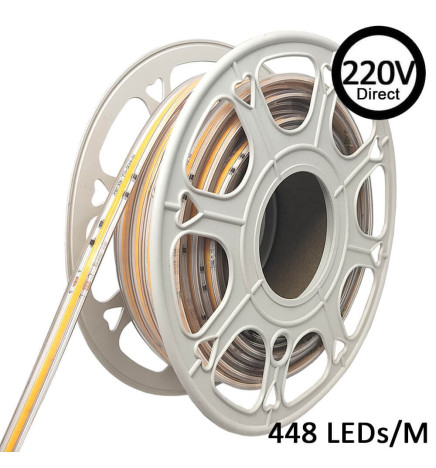 LED Strip COB 220V | 320 LED/m | 20m | FLIP CHIP | 1200Lm |12W/M | CRI92 | IP67 |  Kutt hver 25cm